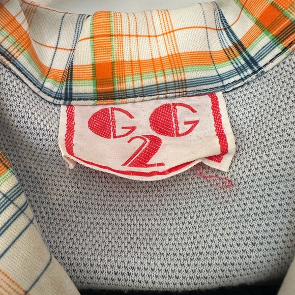 VINTAGE 3-pc 60s/70s denim/plaid print skirt/shirt/tunic set w/apple motif (S) - Picture 15 of 16